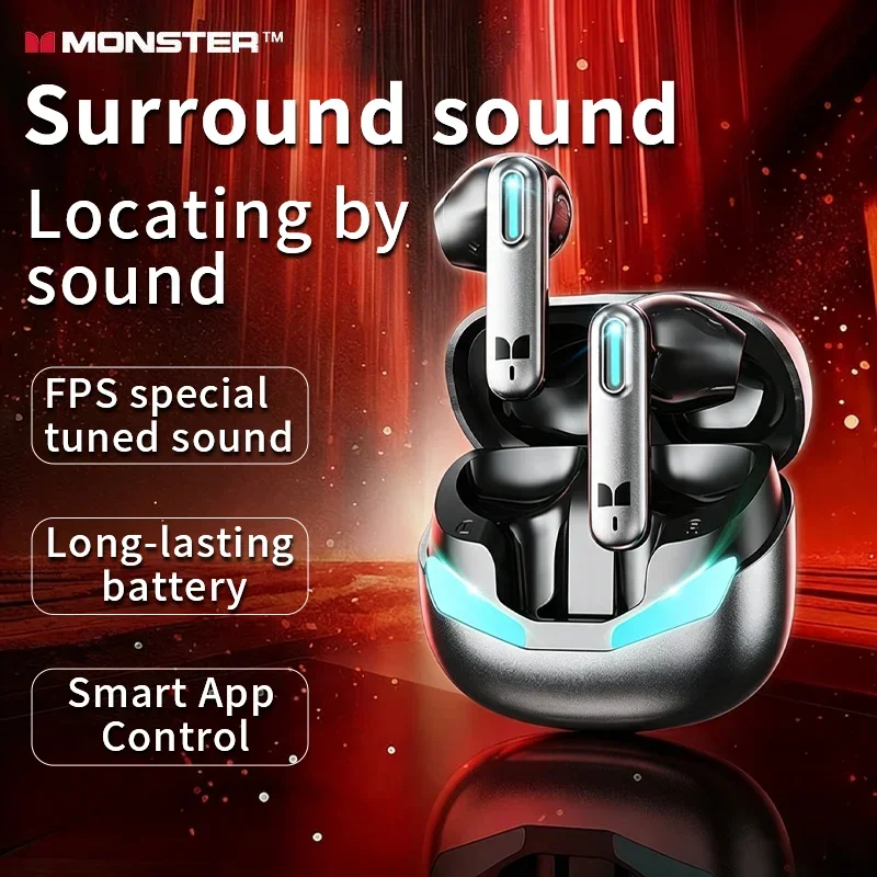 MONSTER Q15 gaming headset low latency Half-enclosure wireless earphone long battery life…