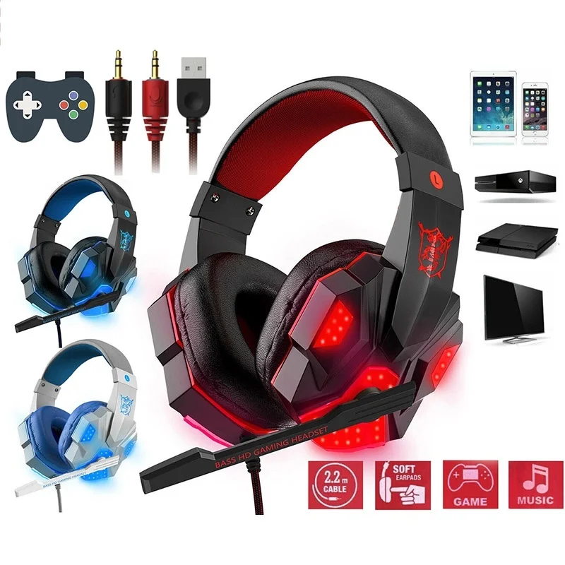 3.5mm Wired Gaming Headsets With 120° Adjustable Noise Cancelling Microphone Gamer…