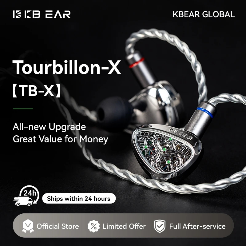 KBEAR TBX Tourbillon X IEMS In-Earphone Wired Headphones 10mm CVD-Coated Carbon Fiber…