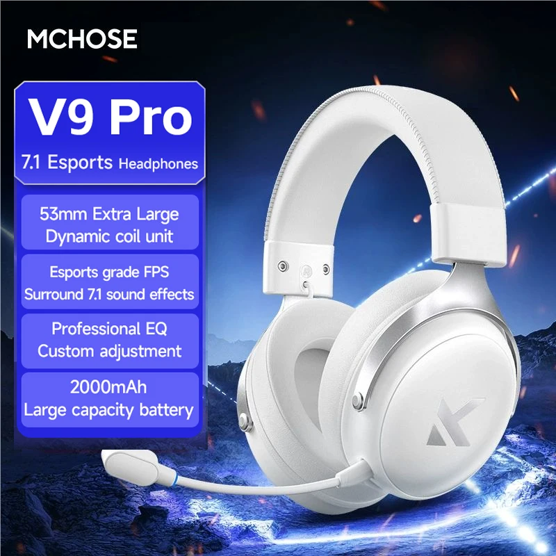 MCHOSE V9 Pro Gaming Headphones 2.4G BT5.3 Wireless BT5.3 Headset 7.1 FPS Surround Sound…