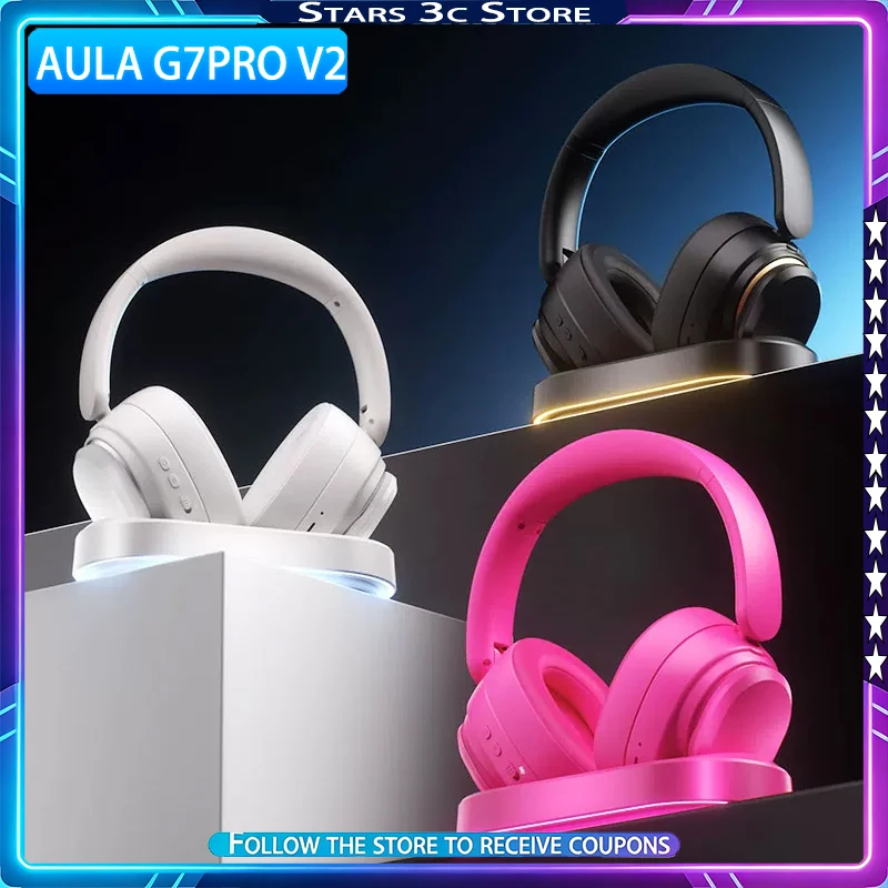 Aula G7pro V2 Over-ear Headphones Wireless 6‑mode Connectivity with Mic Low Latency…
