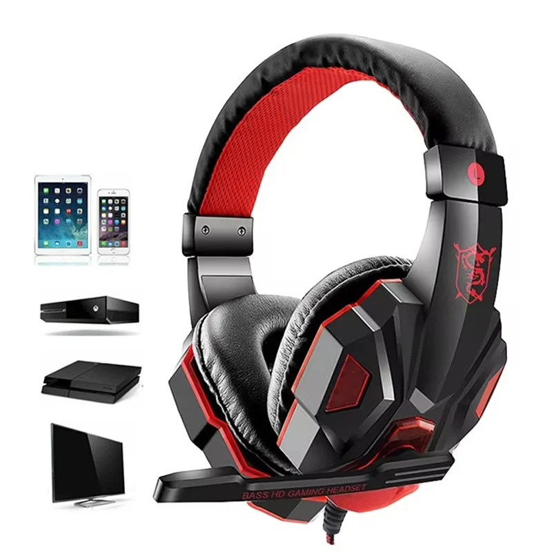 3.5mm Wired Gaming Headphones With LED Light Microphone Subwoofer Earphone Noise…