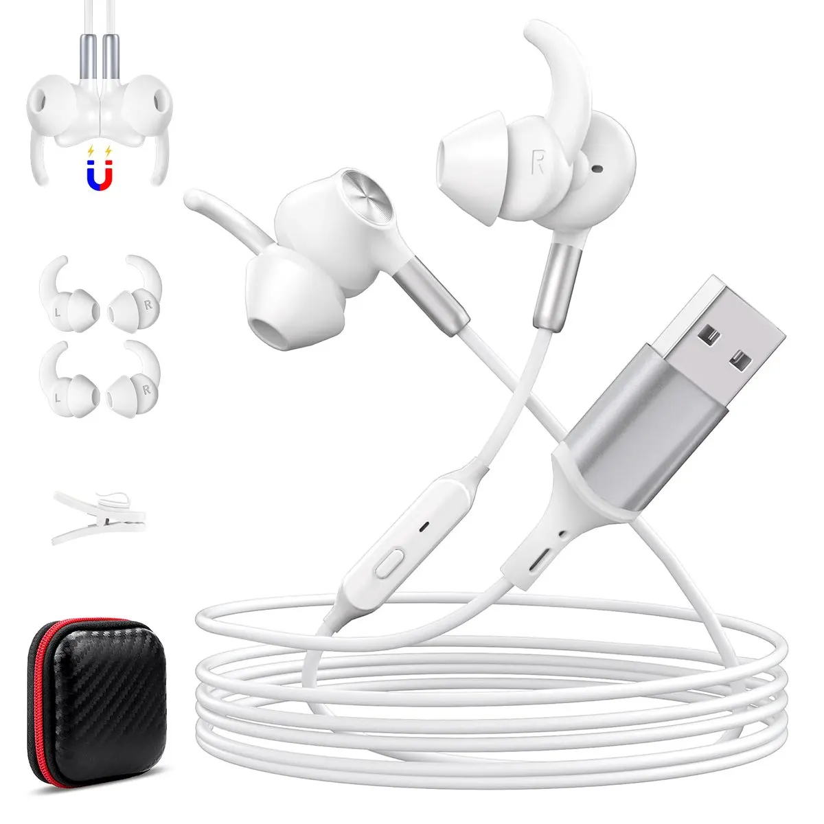 USB A Earphones for PC Desktop Gaming Headset with Noise Cancelling Microphone Silent Audio Control Headphones for Laptop PS 4/5