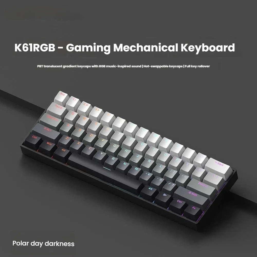 K61 USB Mini Mechanical Gaming Wired Keyboard Hot-Swappable Mechanical Keyboard…