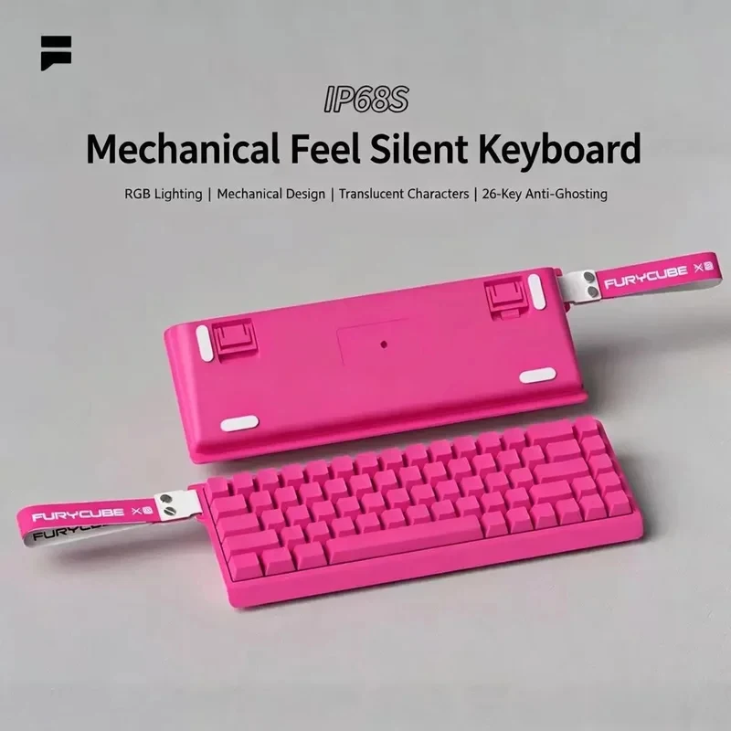 FURYCUBEIP68S wired keyboard mechanical feel mute office esports portable ribbon small…