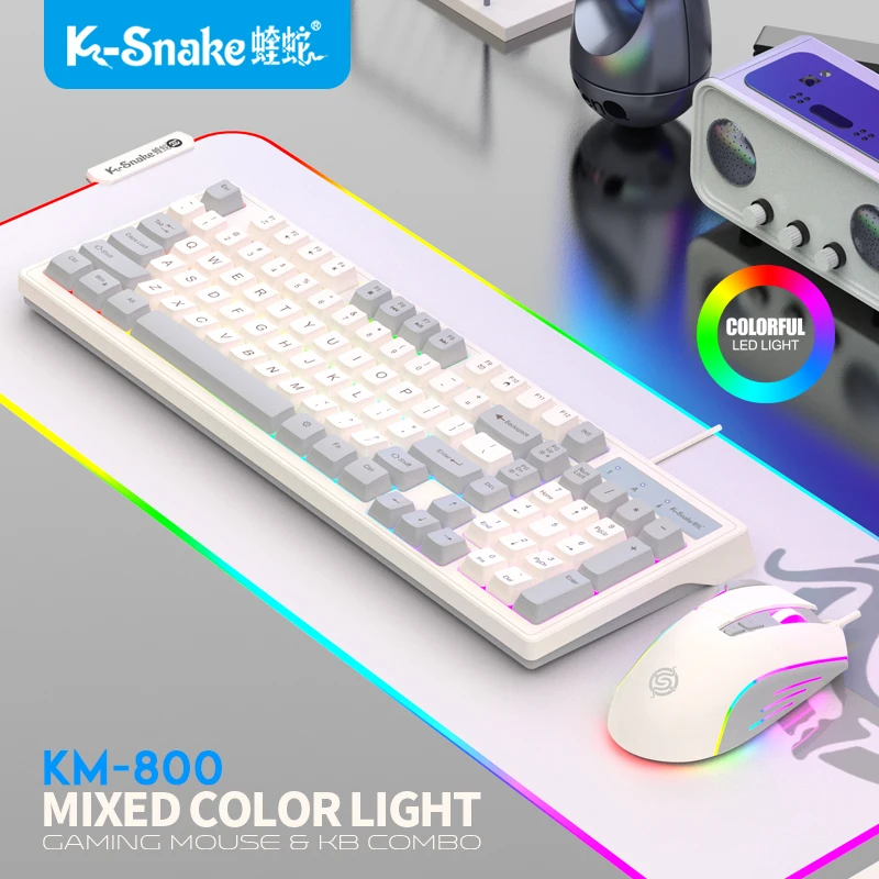 KM800 wired mechanical tactile keyboard and mouse set 98 key e-sports gaming computer…