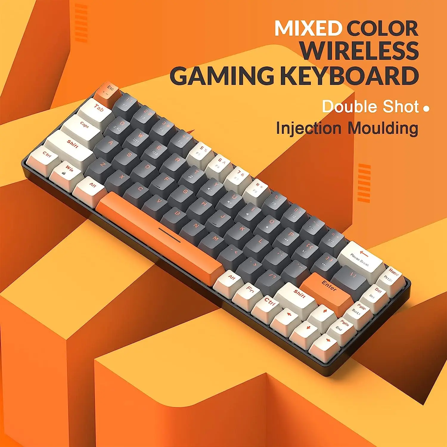 RK68 60% Wireless Mechanical Keyboard, Bluetooth 5.0/2.4GHz with Dual Mode 2-in-1…