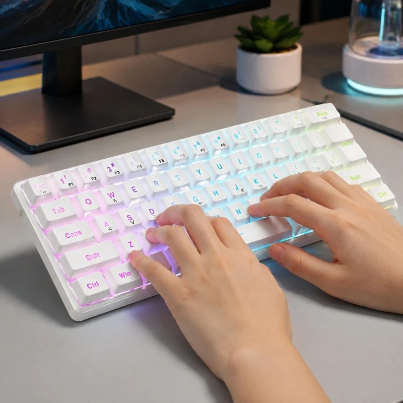 Mini 61-Key USB Mechanical Keyboard with Raised Profile, Small 60% for Laptop Typing…
