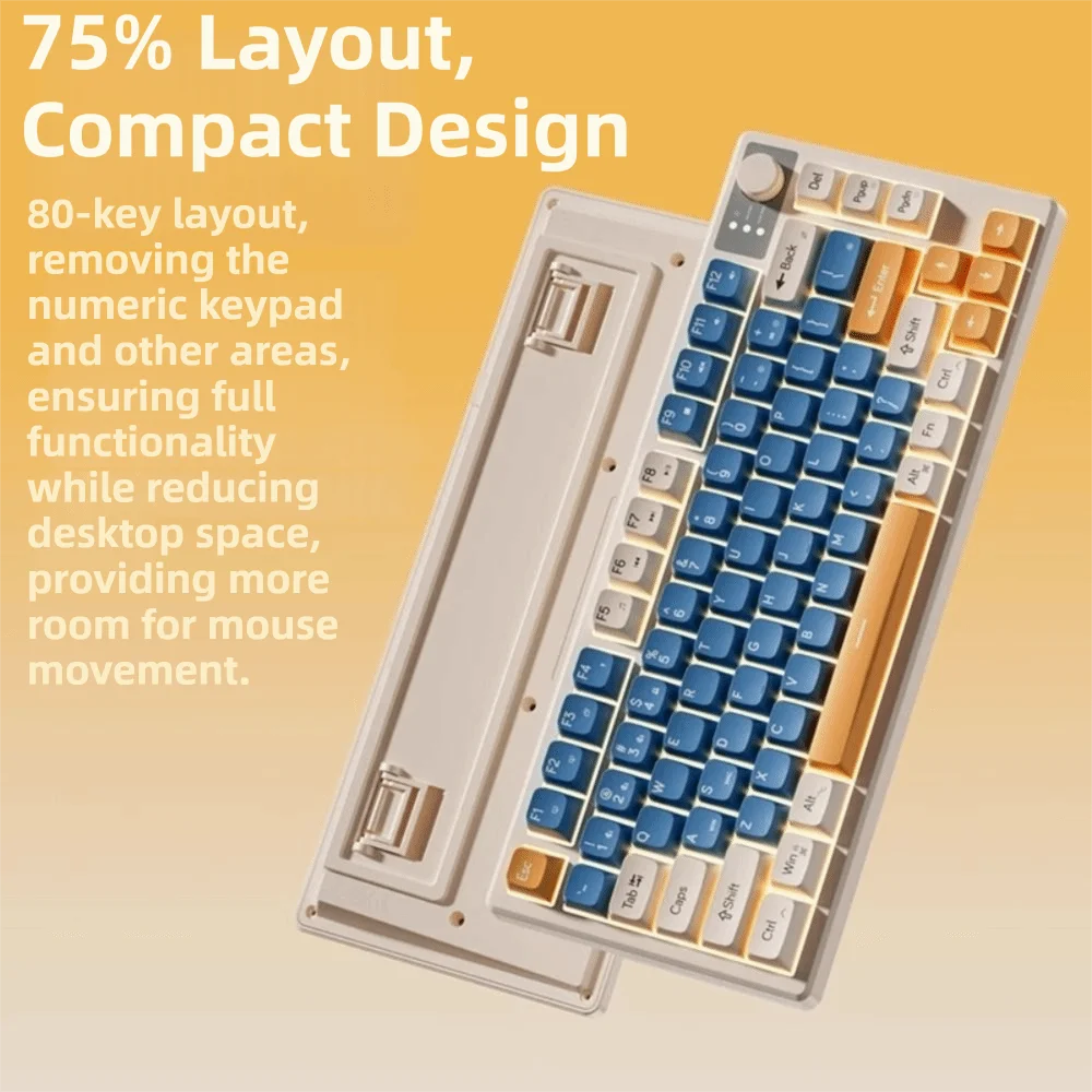 Wired Connection Gaming Mechanical Keyboard 75 Layout Ultra-Quiet Mechanical Feel…