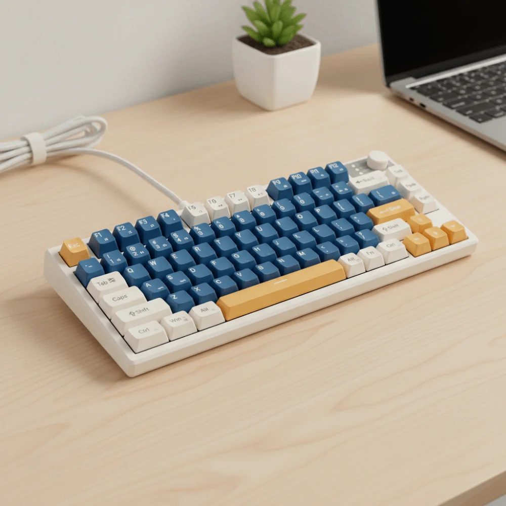 Wired Connection Gaming Mechanical Keyboard Compact Layout Ultra-Quiet Mechanical Feel…