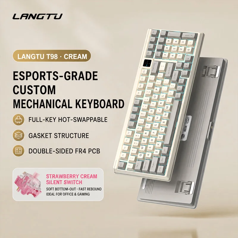 Langtu T98 Wired RGB Custom Mechanical Keyboard, Silent Gaming Office Keyboard for PC…