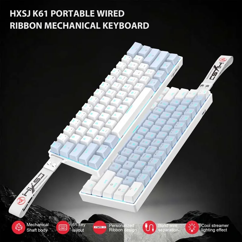 Mechanical Keyboard Compact Portable Keyboard 61 Keys Blue Axis Red Axis Ice Blue…