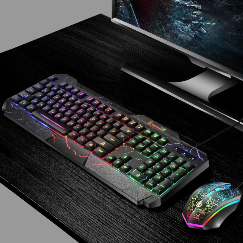 Computer Desktop Wired Gaming Keyboard Mouse Mechanical Feel Led Light Backlit Keyboard…
