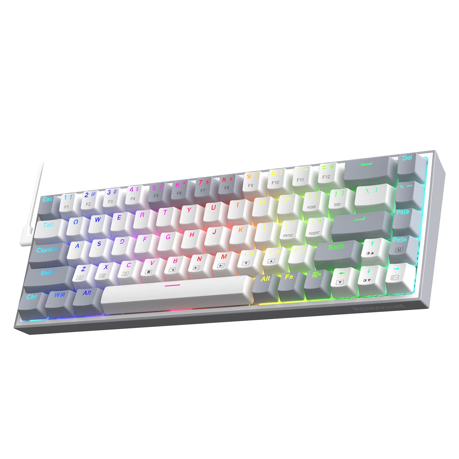 Redragon K631 Gery 65% Wired RGB Gaming Keyboard, 68 Keys Hot-Swappable Compact…