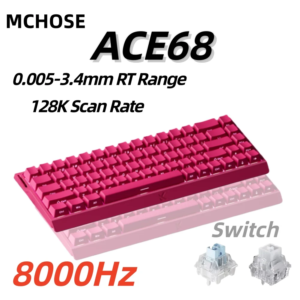 MCHOSE ACE68 Magnetic Keyboard Wired Mechanical Gaming 0.01mm RapidTrigg 8000Hz SOCD/Rs 0.125ms 128K Sampling Rate for Logitech