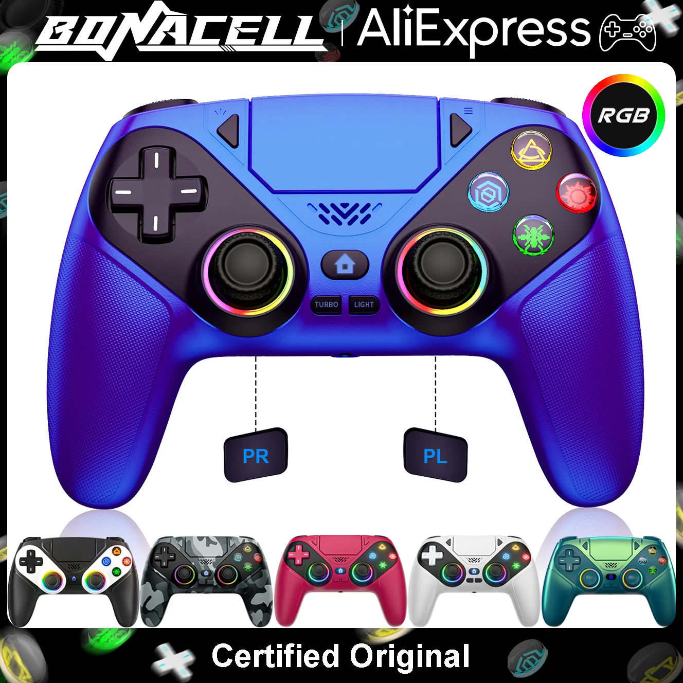 Controller for Playstation 5/PS5/PS5 Pro/Slim/PC,Wireless Gamepads RGB Joystick…
