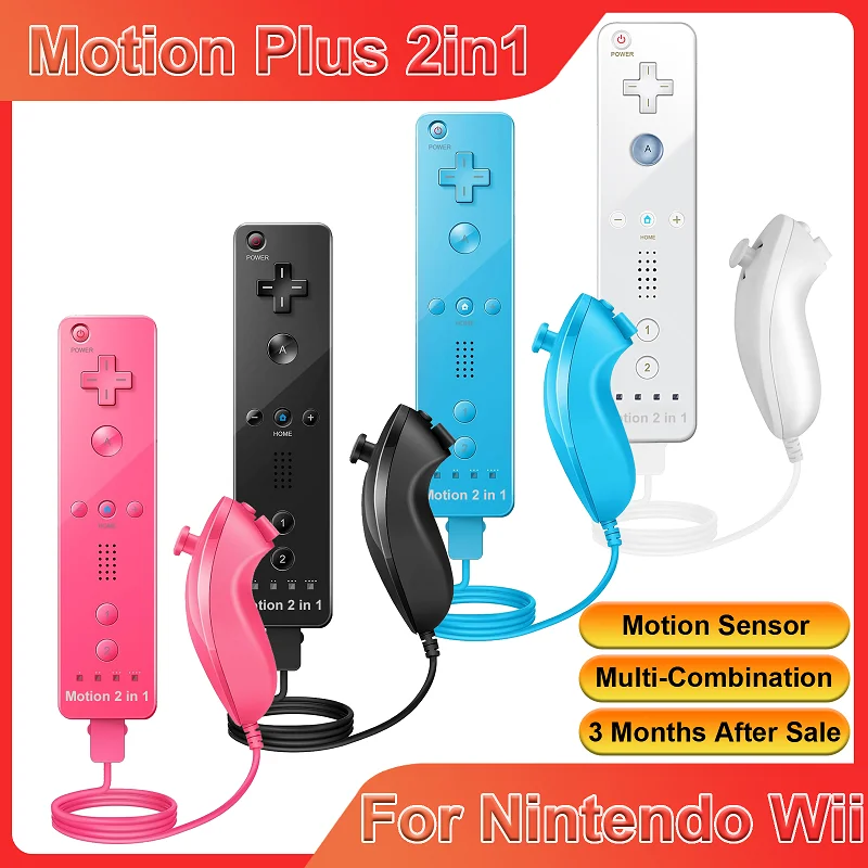 2-in-1 For Nintendo Wii Controller Set Optional Motion Plus Joystick Wireless Remote…