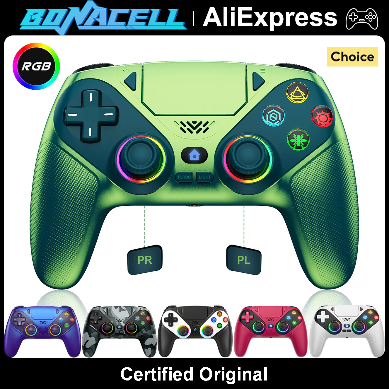 Controller For PS5/PlayStation 5 Pro/Slim/PC Wireless Gamepads RGB Hall Effect No Drift…