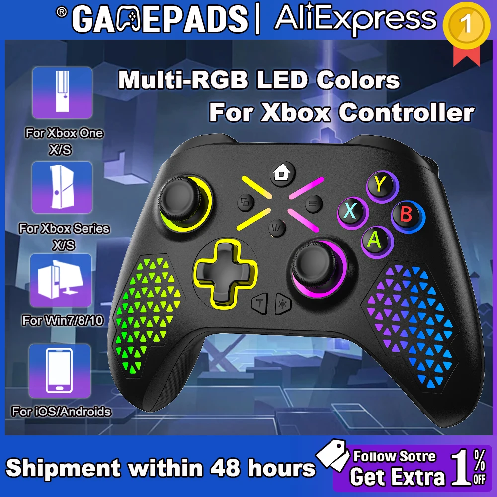 RGB Wireless For Xbox Controller Xbox One/xbox Series X/S/PC With 650mah Battery Gamepad…