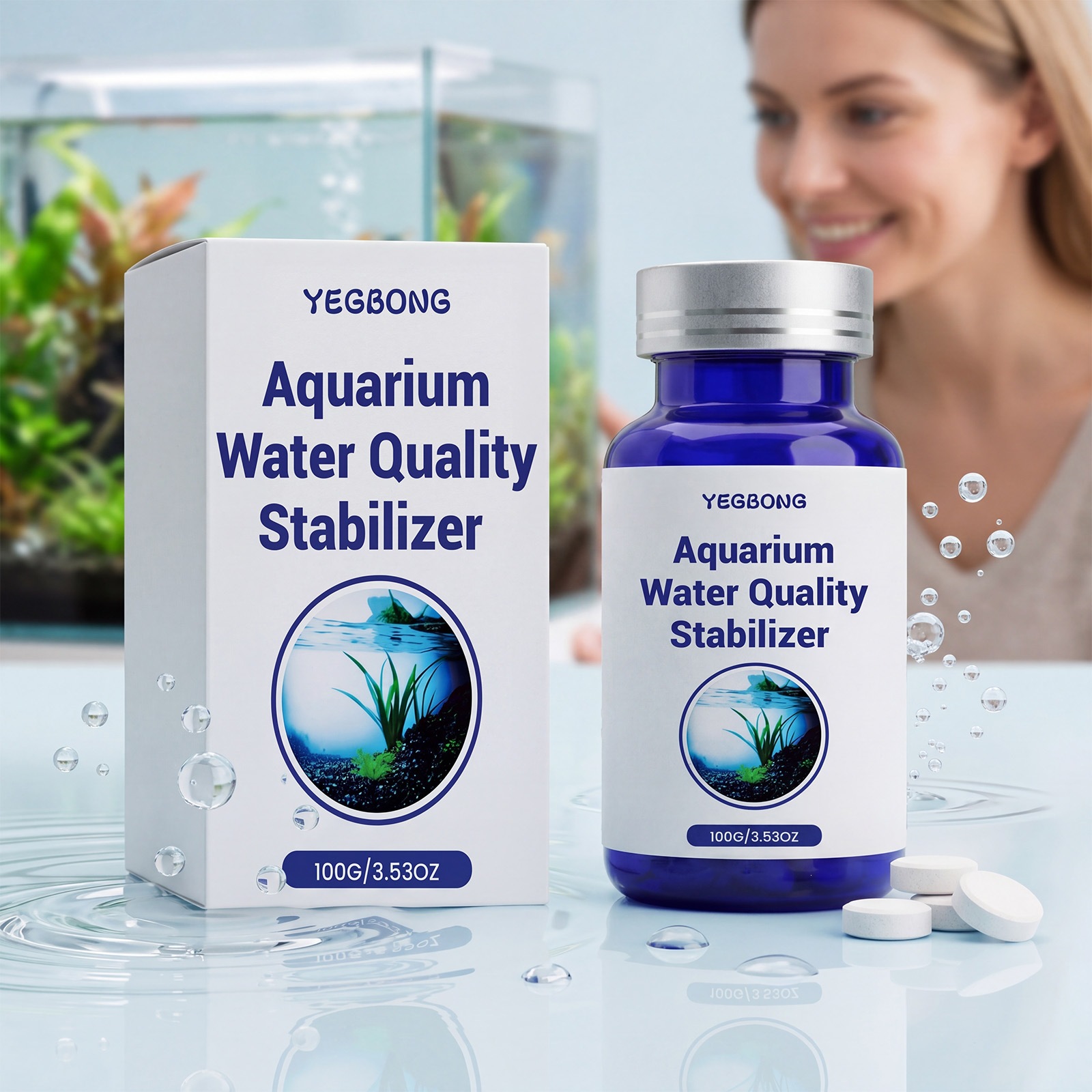 Yegbong Aquarium Water Quality Stabilizer Clear Water Quality Fish Tank Water Purifier…