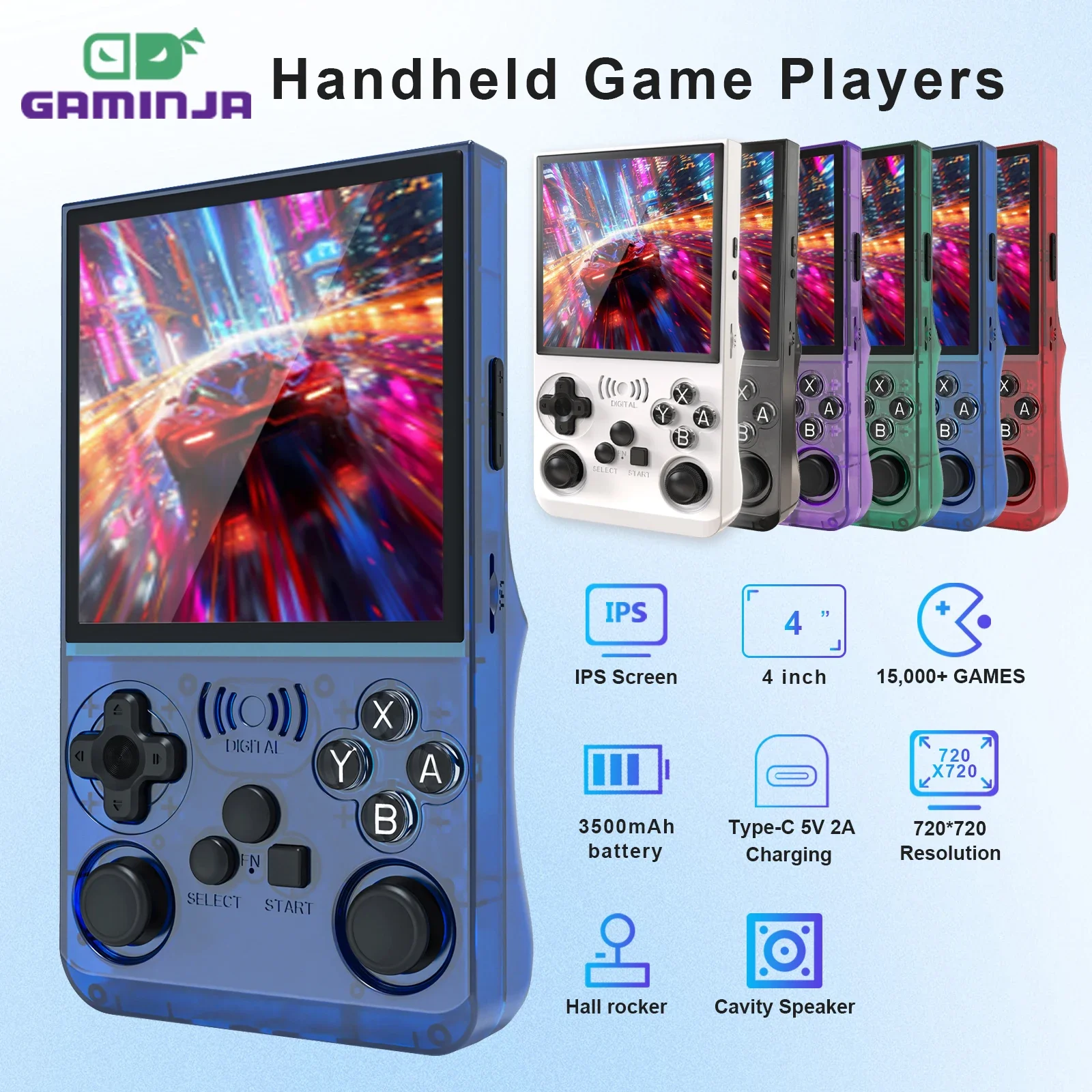 GAMINJA ANS13 Retro Handheld Video Game Console 15000+ Games Built-in Linux 4.0 Inch IPS…