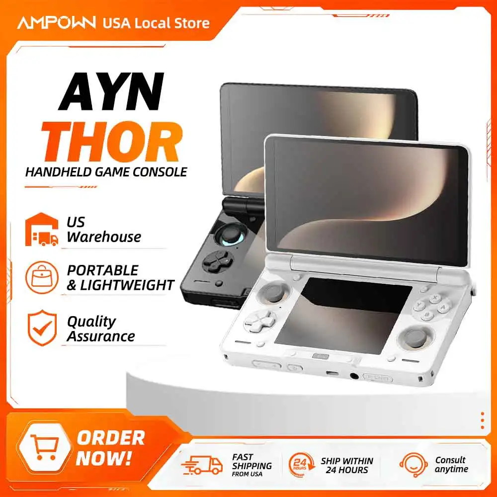 AYN THOR Clamshell Handheld Game Console 6" 120Hz AMOLED Snapdragon 8 Gen 2 4K DP Output…