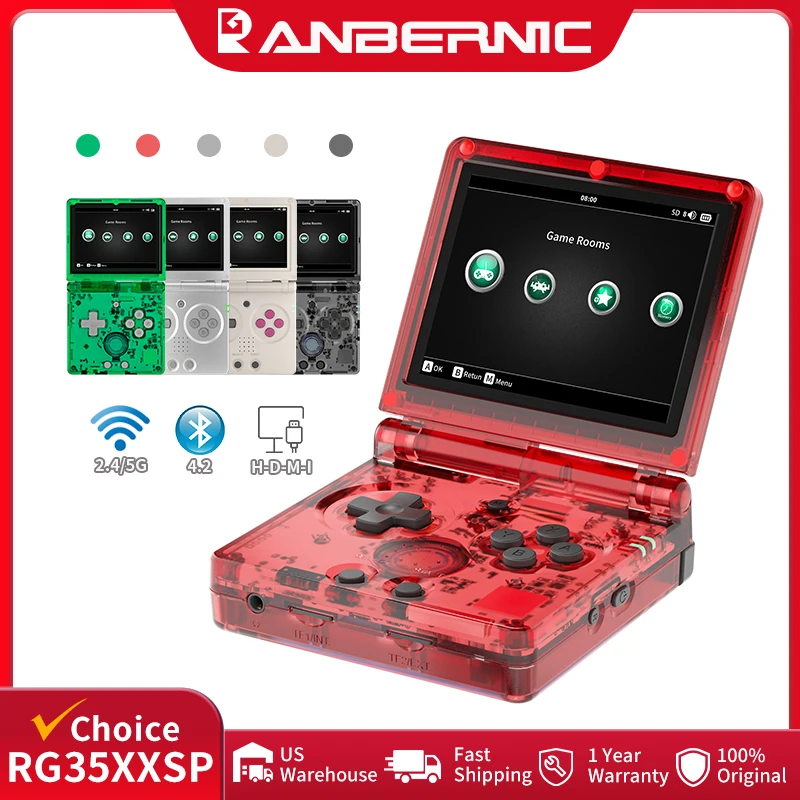 ANBERNIC RG35XXSP Flip Retro Handheld Game Console Linux 64bit WiFi Bluetooth Retro Video…