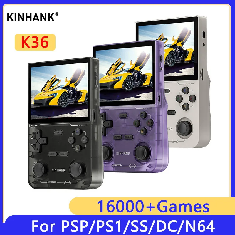 KINHANK K36 Retro Handheld Video Game Console 500nit 3.5 Inch IPS Screen 16000 Games…