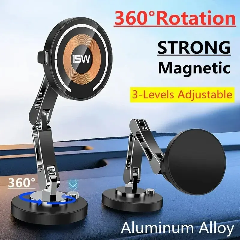 Magnetic Car Wireless Charger Stand Magnet Car Mount Fast Charging Station Phone Holder…