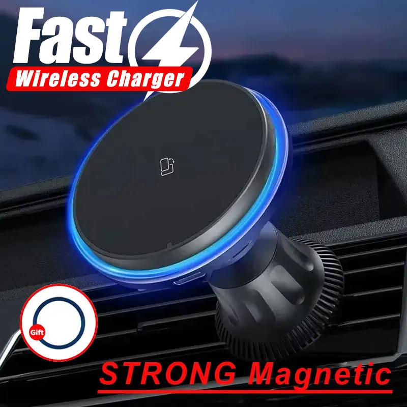 LED/RGB Magnetic Car Wireless Charger For iPhone 12 13 14 15 Pro Max Macsafe Car Phone…