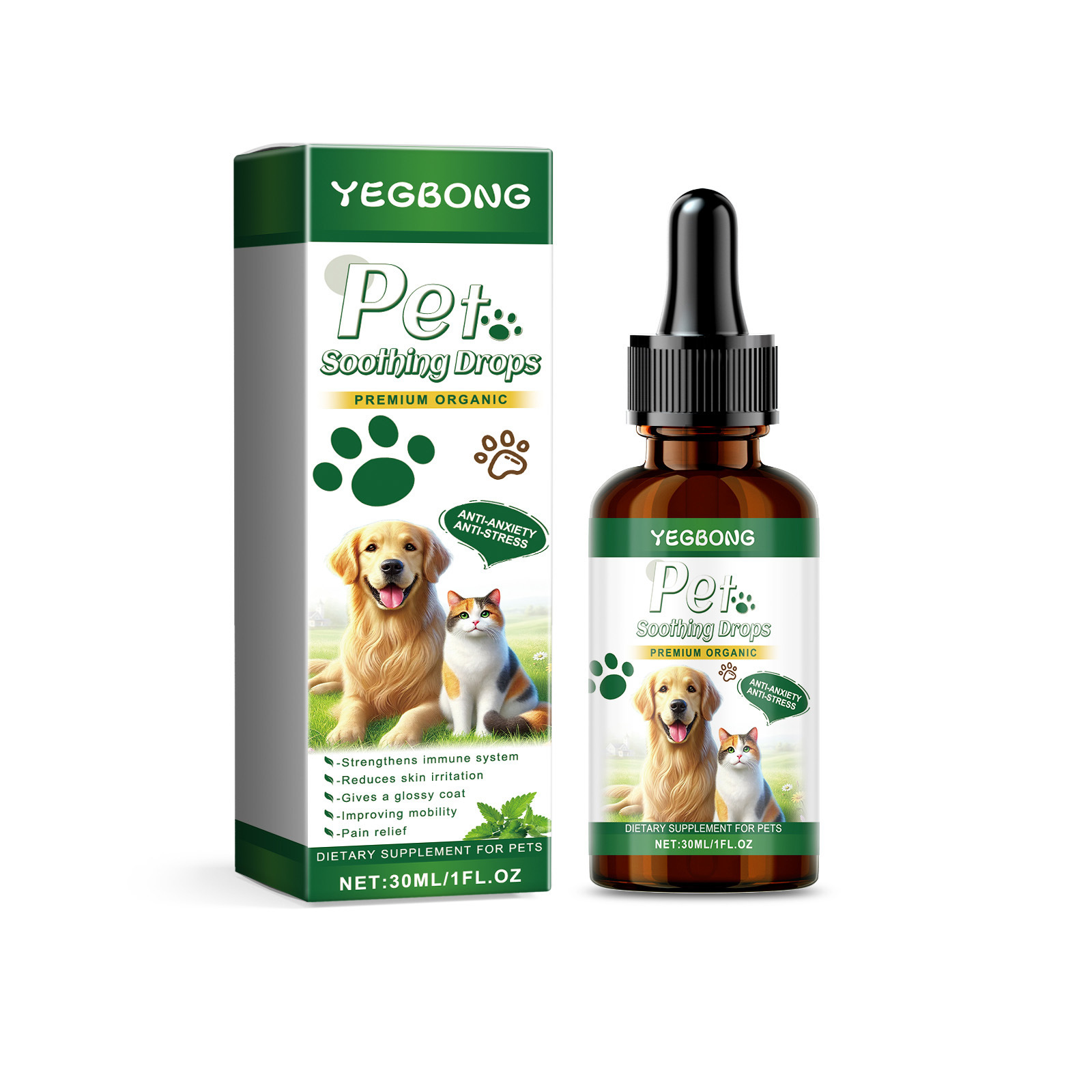 Pet Calming Drops For Dogs & Cats, Natural Soothing Anxiety Relief Supplement, Calm…