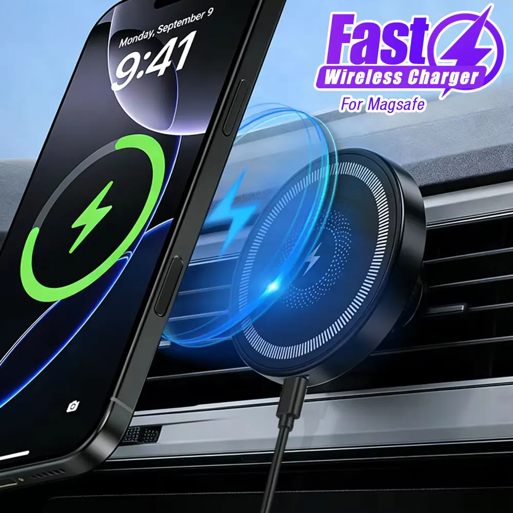 Car For Magsafe Wireless Charger Pad Air Vent Phone Holder Stand For iPhone 17~12 Samsung…