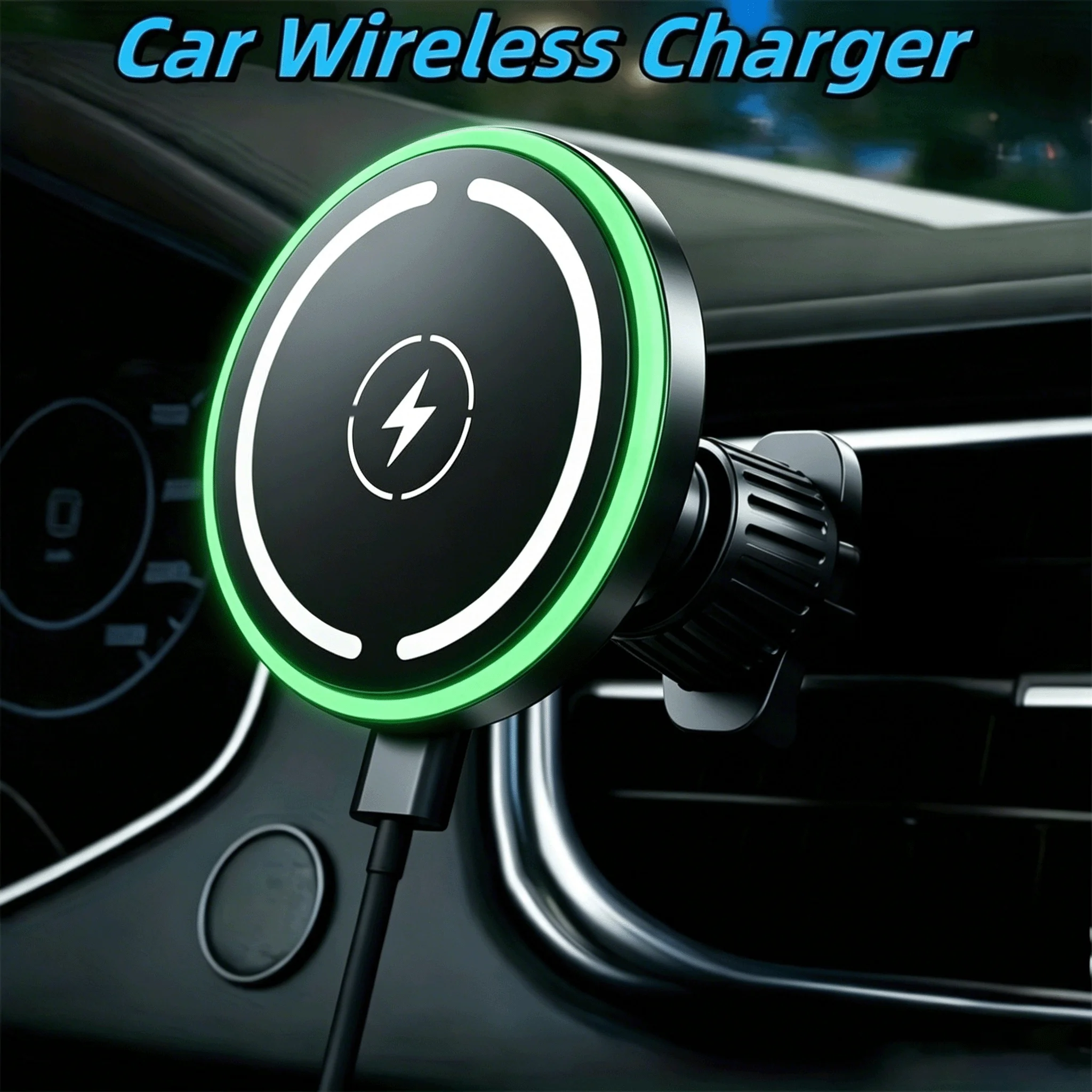 LED Wireless Charger Magnetic Car Phone Holder for iPhone 17-13 Pro Max 12 Phone…