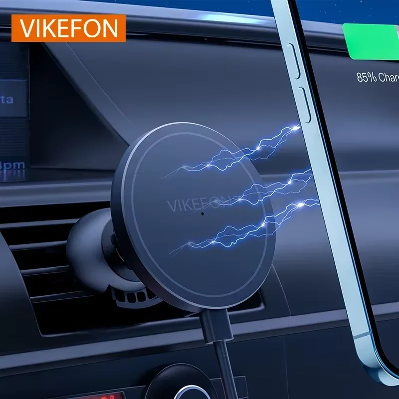 VIKEFON Magnetic Car Wireless Charger For iPhone 12 13 14 15 Pro Max Air Vent Car Phone…