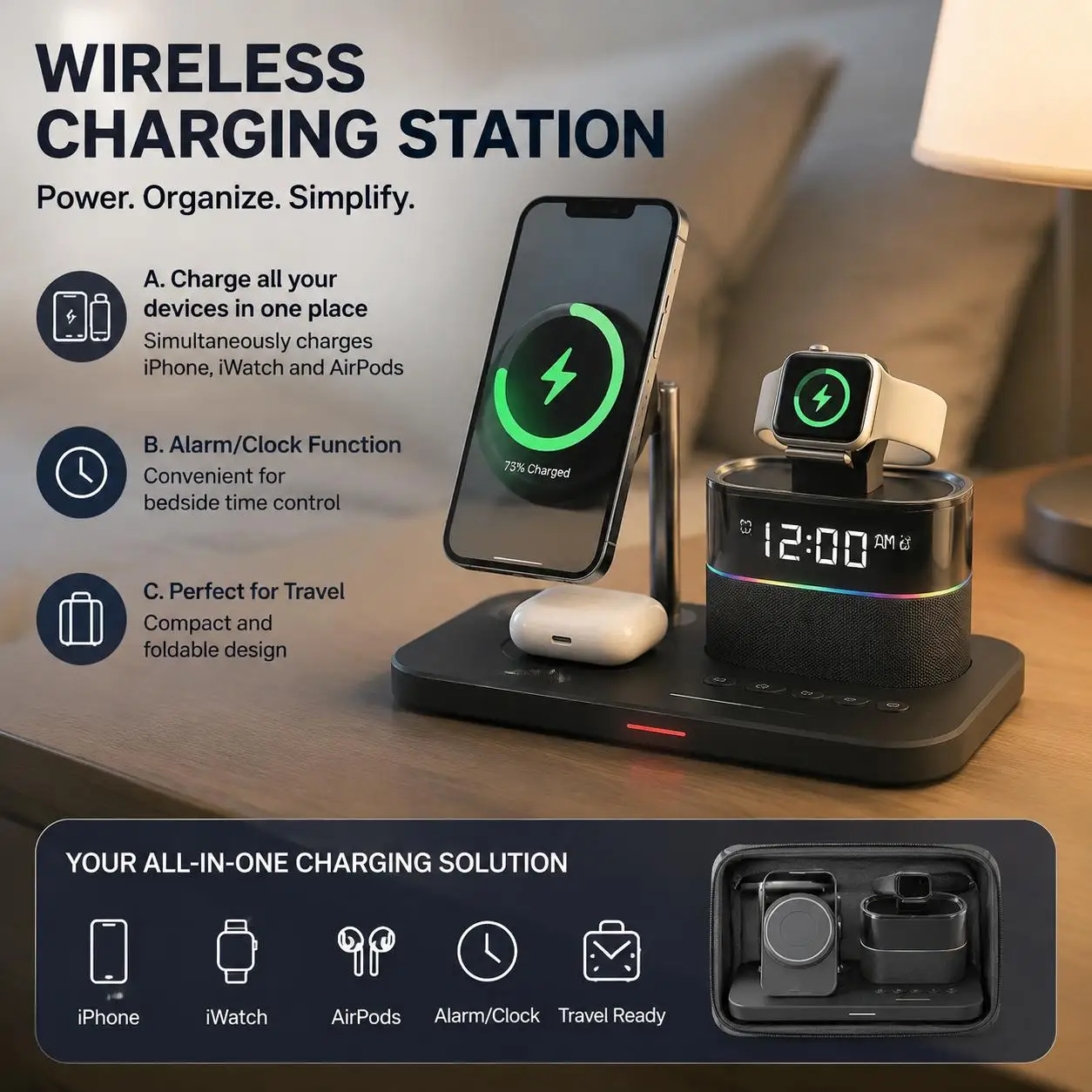 Magnetic Wireless Charging Station for Phone Series 12 13 14 15 16 17 and Watch Ultra 8 7…