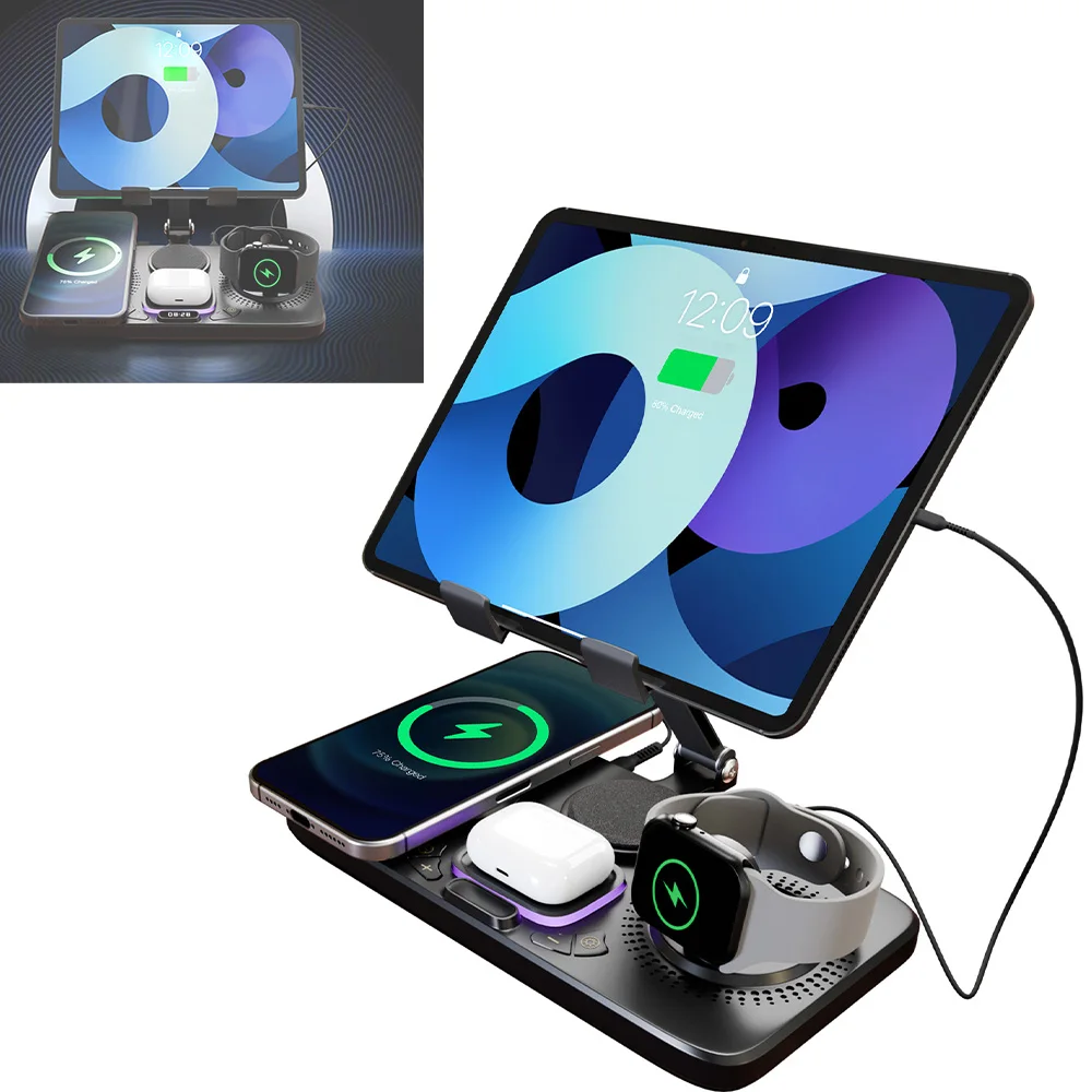 7-in-1 Wireless Charger Stand Pad Magnetic Flexible Type-C 15W Fast Charging for iPhone…