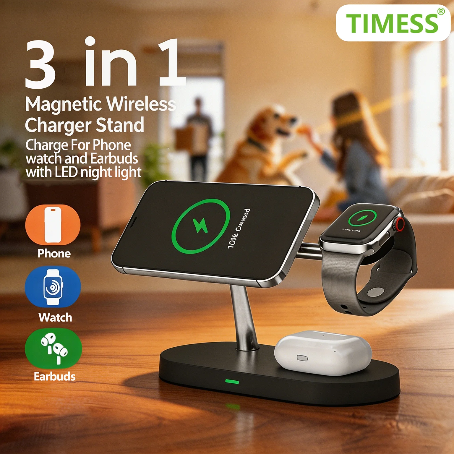 3-in-1 Magnetic Wireless Chargers Fast Charging Station For iPhone 12 13 14 15 16 For…