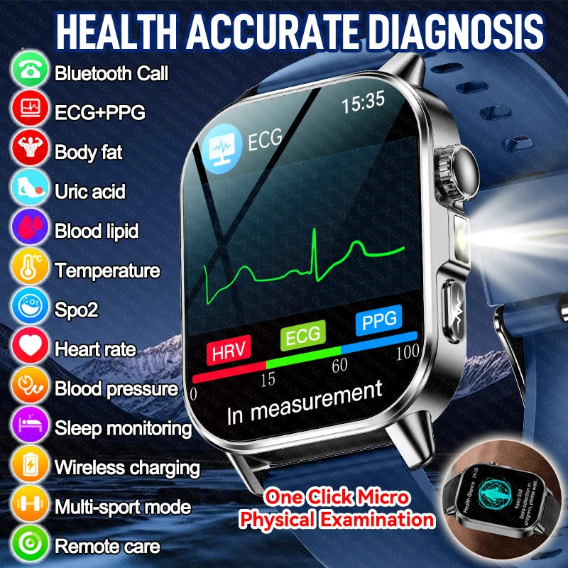 Men Accurate Health Diagnosis ECG Smart Watch Blood Pressure Blood Oxygen Blood Fat Uric…
