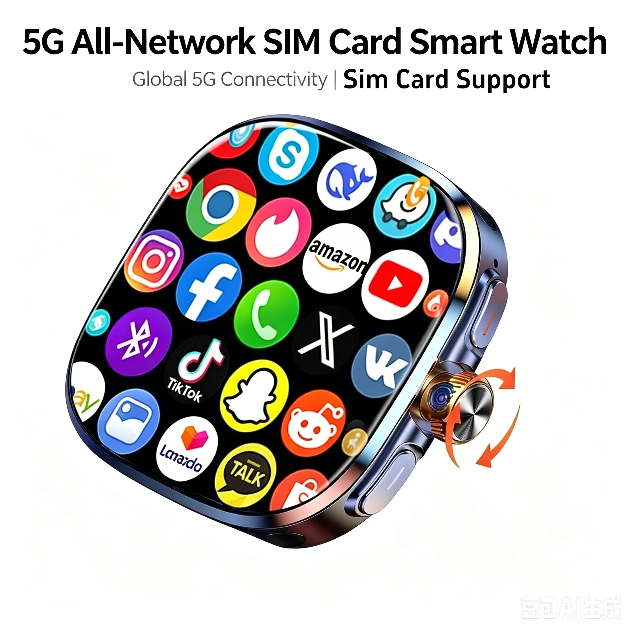 M99 Android Smart Watch 2.4inch Amoled 5G LTE Smartwatch With 900W Rotary Camera GPS WIFI…