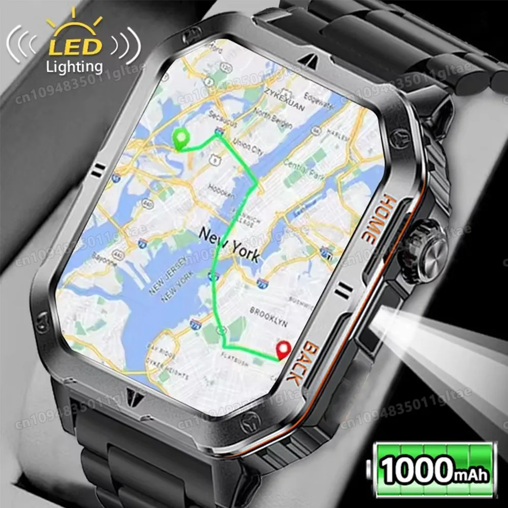 Rugged Military GPS Smart Watch Men Bluetooth Call Health Monitoring Sports 5ATM…