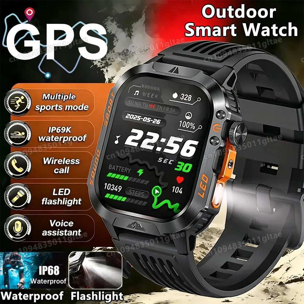 Military Smart Watch Men 3ATM Outdoor Sports Fitness Tracker Blood Pressure Health…