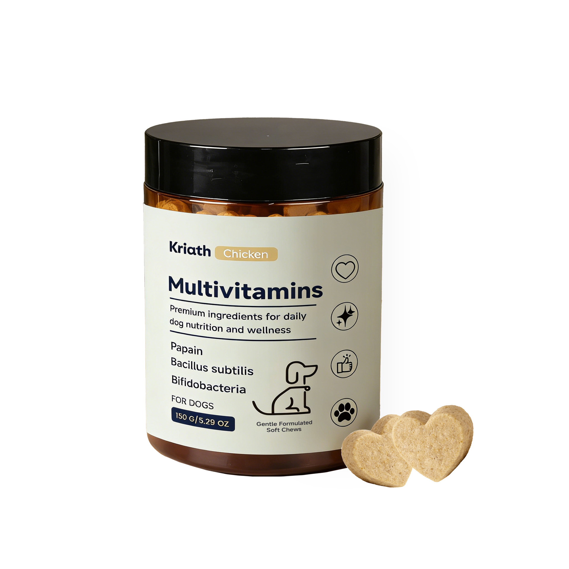 Kriath Dog Multivitamin Chewable Tablets Mild Formula For Daily Care Of Dog Body Balance…
