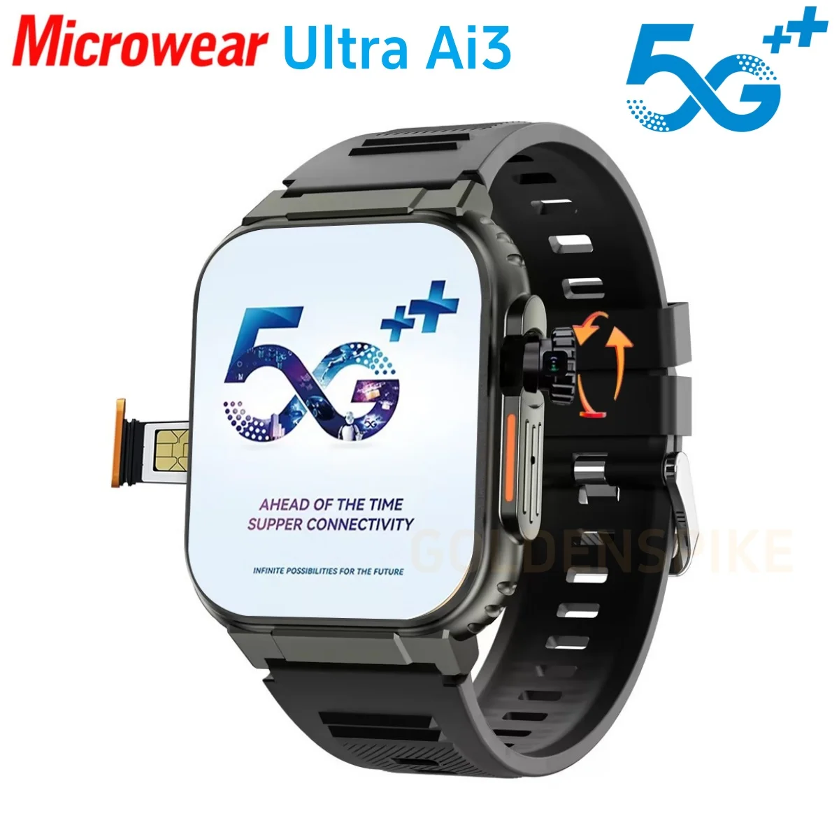 Microwear Ultra Ai3 Smartwatch 5G 180° Rotating Camera Google Play GPS WIFI 2.29inch…