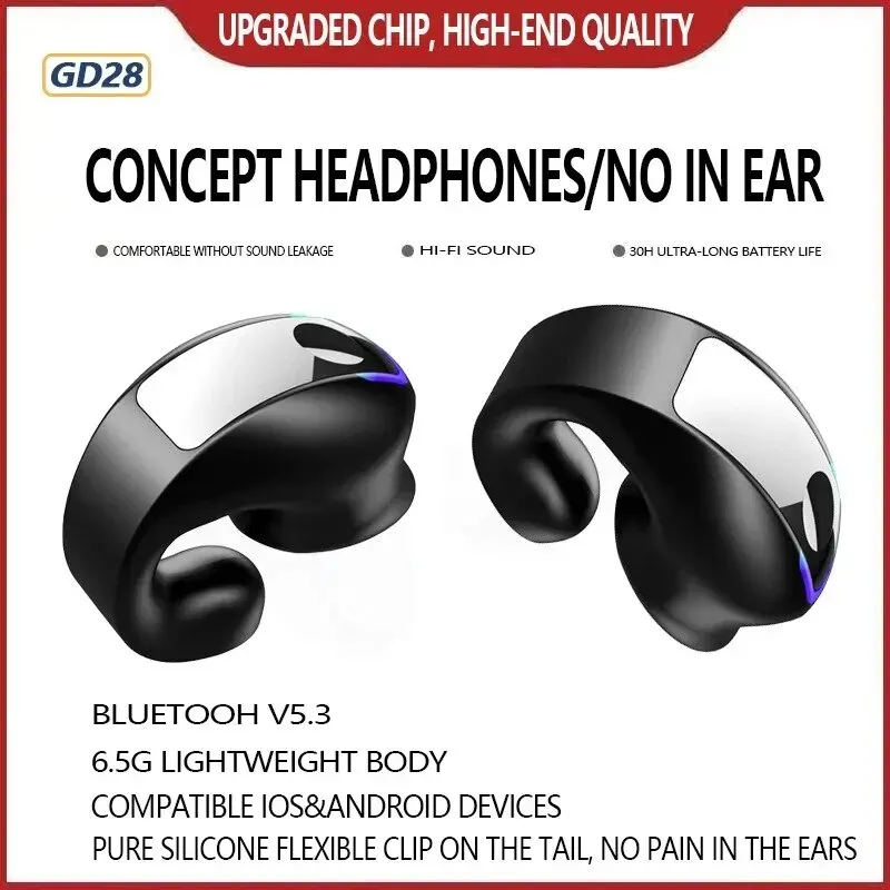 Bluetooth Earphone Clip On Monaural Inear Motion Stereo Bone Conduction Gd28 Business…