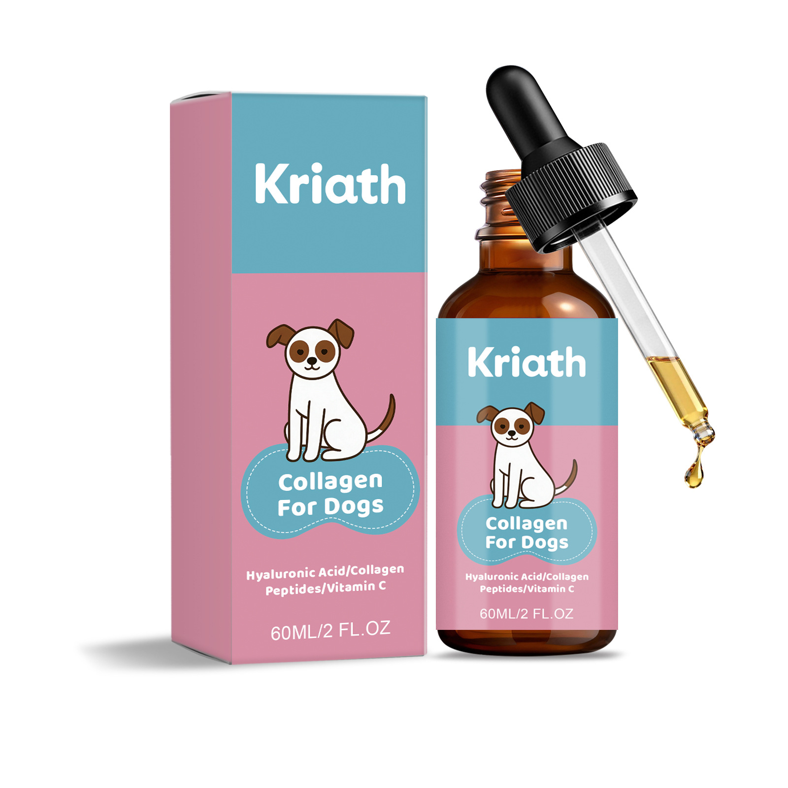 Kriath Collagen Drops For Dogs Daily Gentle Care For Your Dog's Body, Daily Body…