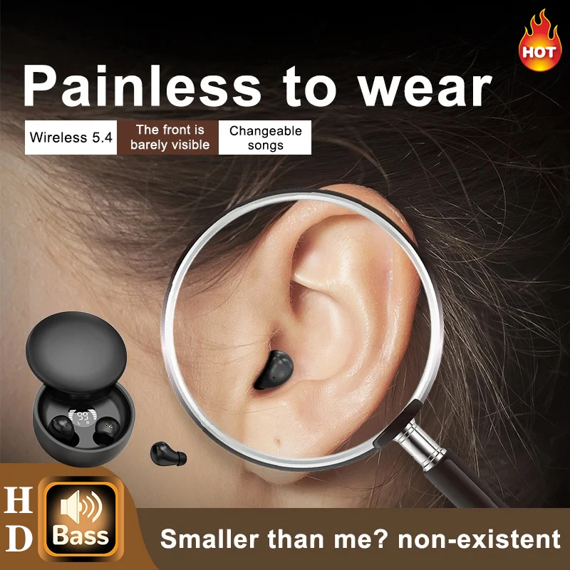 SK26 Bluetooth 5.4 Wireless Earphones Small Earbuds Sleeping Sport Invisible Headphones…