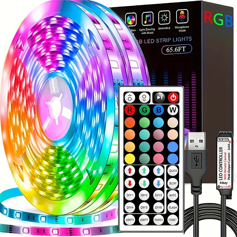 Led Strip Lights with 44 Key Remote Control 1m 5m 10m 20m RGB Tape Led Wall Room for Home…