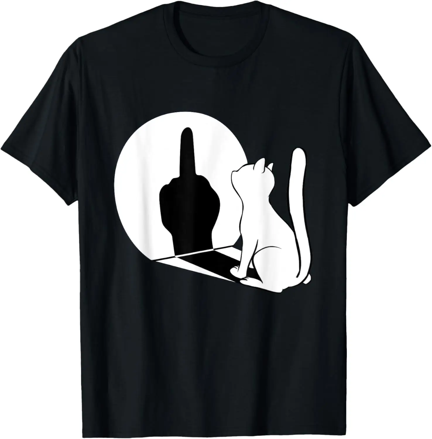 Middle Finger Cat Statement Cat Funny Gift T-Shirt Regular Short Sleeve Tops O-neck Men's…