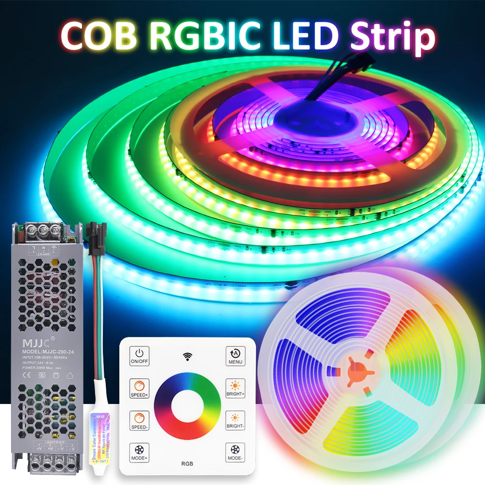 WS2811 COB RGBIC LED Strip DC24V 5M 10M 20M 30M RGB IC Horse Running Water Flowing Lights…