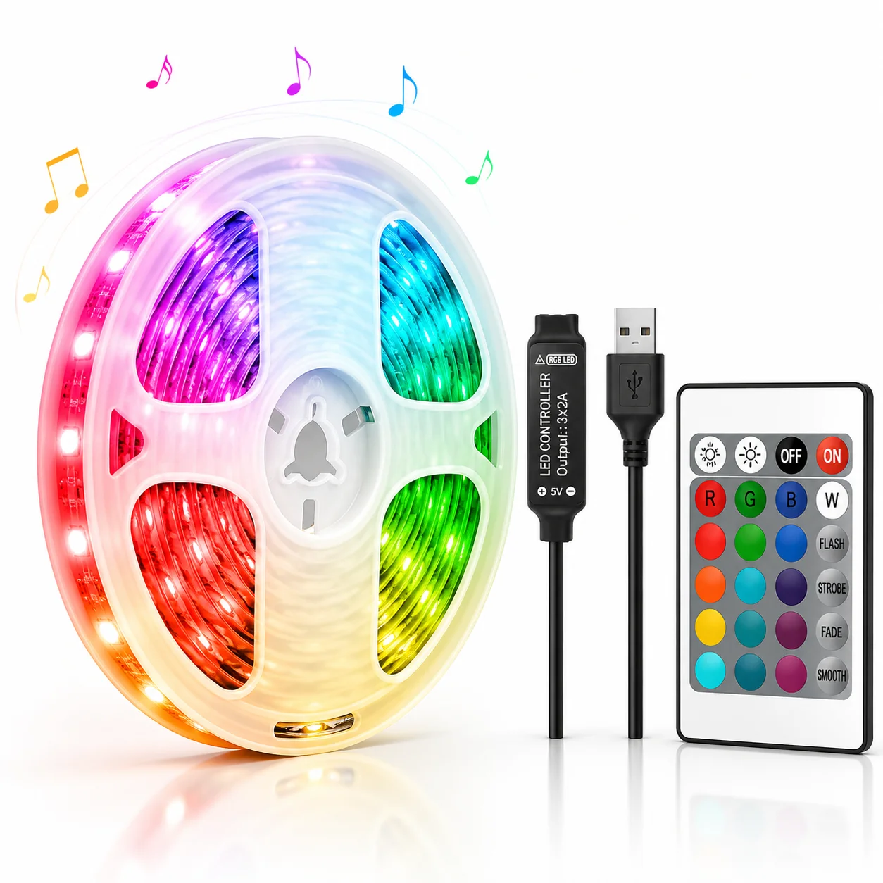LTG-GEE Led Strip Lights with 24 Key Remote Control RGB Tape Led Wall Room for Home…